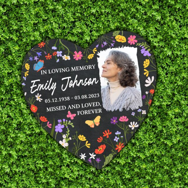 Custom Grandma Memorial Stone with Photo Sympathy Keepsake Gift