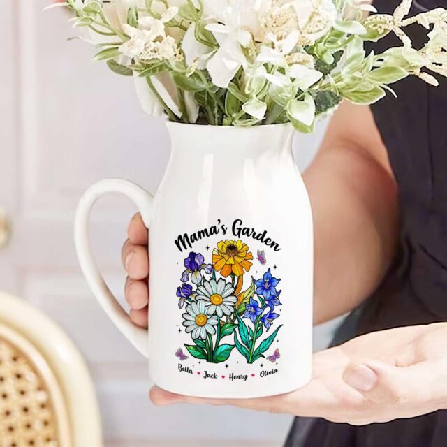 Custom Grandma’s Garden Vase with Family Birth Flowers
