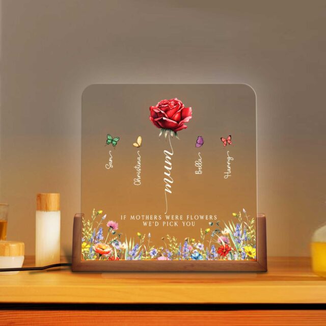 Personalized Nana Birth Month Flowers Night Light Mothers Day Gift