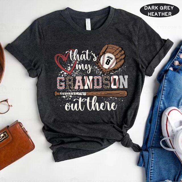 Baseball Grandma Shirt Thats My Grandson Out There Custom Baseball Tee