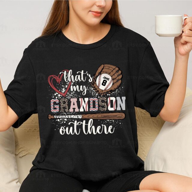 Baseball Grandma Shirt Thats My Grandson Out There Custom Baseball Tee