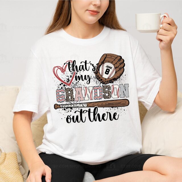 Baseball Grandma Shirt Thats My Grandson Out There Custom Baseball Tee