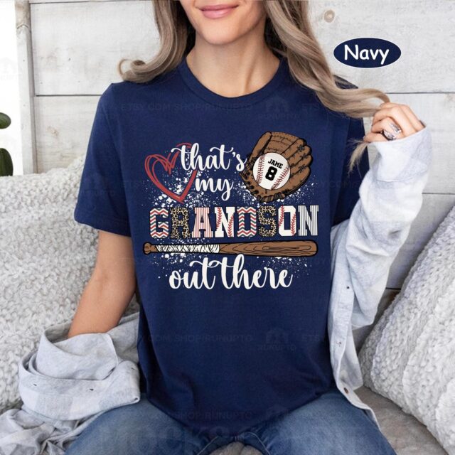 Baseball Grandma Shirt Thats My Grandson Out There Custom Baseball Tee