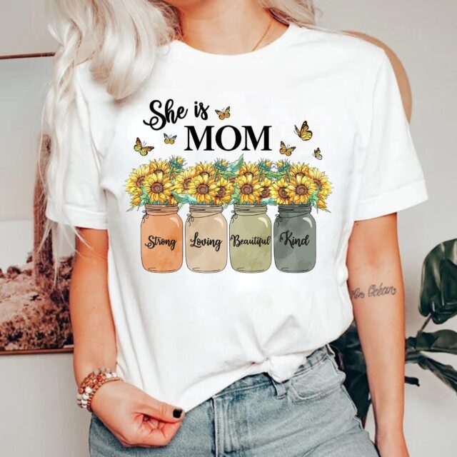 Mom Shirt She is Mom Grandma Blessed Floral Mothers Day Tee