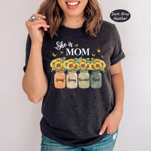 Mom Shirt She is Mom Grandma Blessed Floral Mothers Day Tee