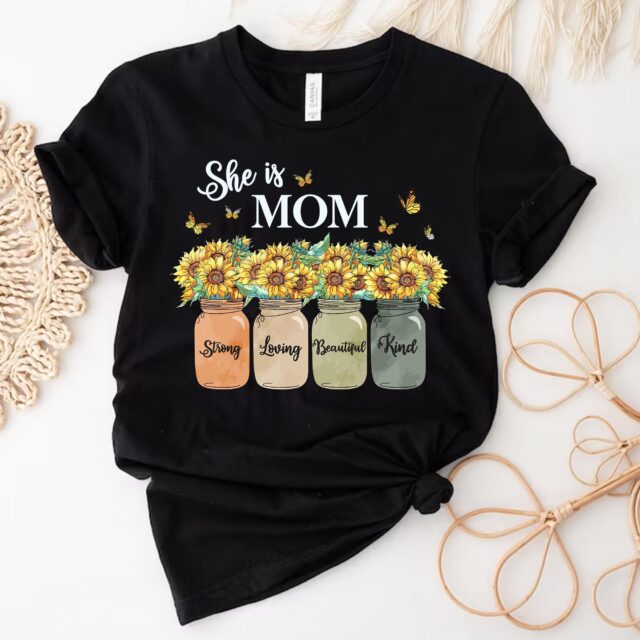 Mom Shirt She is Mom Grandma Blessed Floral Mothers Day Tee