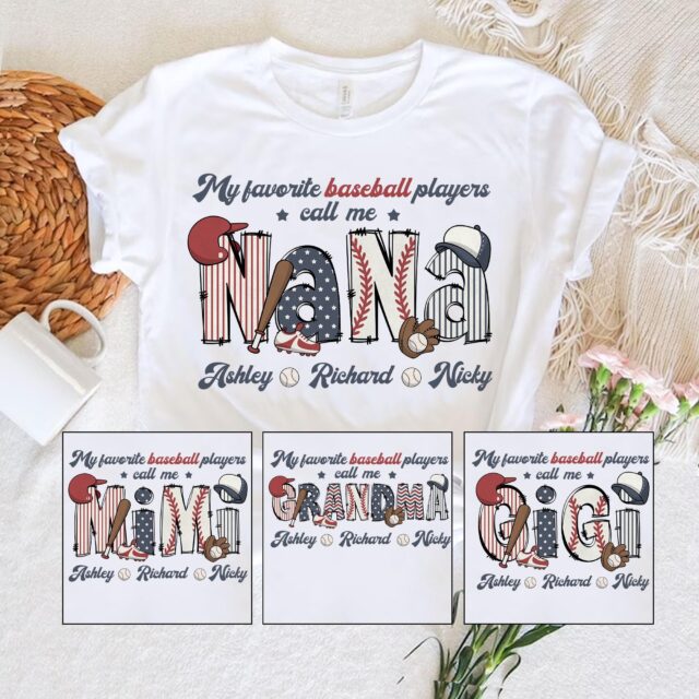 Personalized Baseball Grandma Shirt – My Favorite Player Calls Me Nana