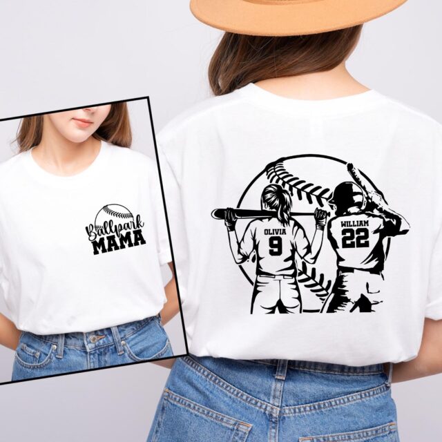 Custom Baseball Softball Mom Shirt Ballpark Mama Sports Tee