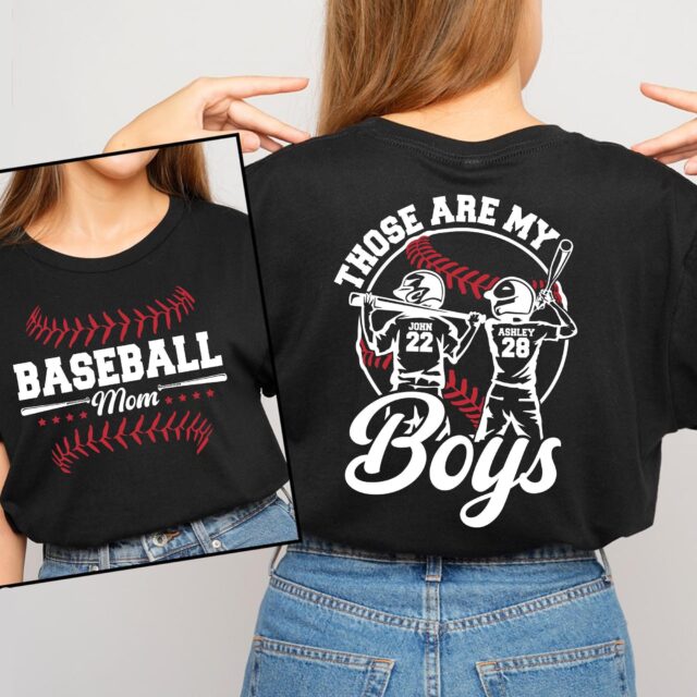 Custom Baseball Mom Shirt Personalized Team Tee with Name & Number