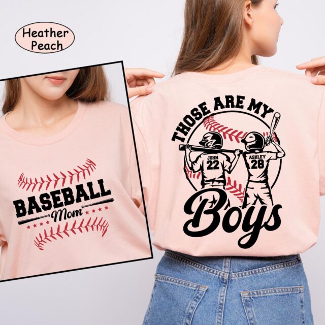 Custom Baseball Mom Shirt Personalized Team Tee with Name & Number