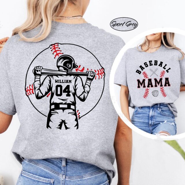 Custom Baseball Mom Shirt – Personalized Name & Number, Game Day Tee for Baseball Moms