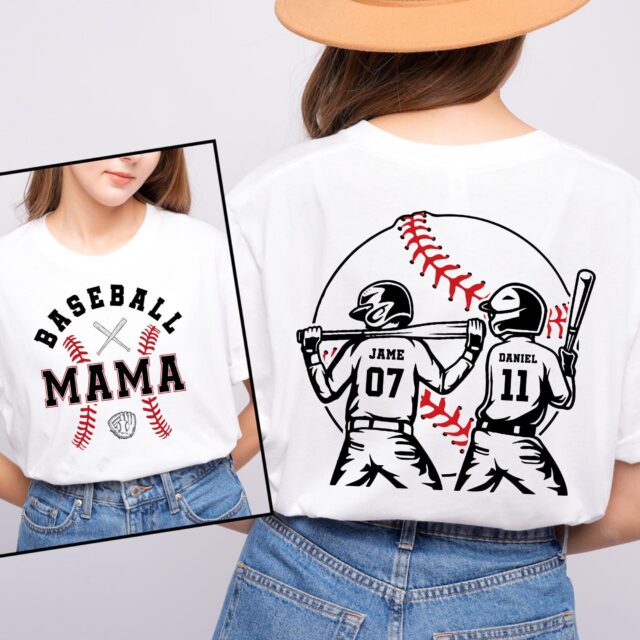 Custom Baseball Mom Shirt – Personalized Name & Number, Game Day Tee for Baseball Moms