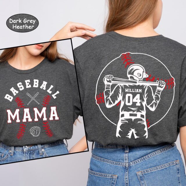 Custom Baseball Mom Shirt – Personalized Name & Number, Game Day Tee for Baseball Moms