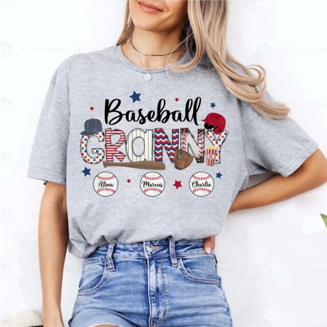 Personalized Baseball Mama Shirt – Custom Name Shirt for Mom & Nana