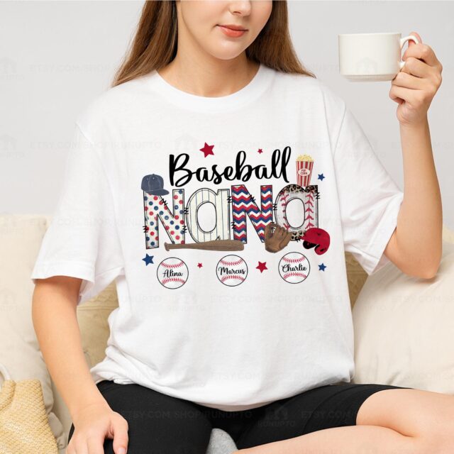 Personalized Baseball Mama Shirt – Custom Name Shirt for Mom & Nana