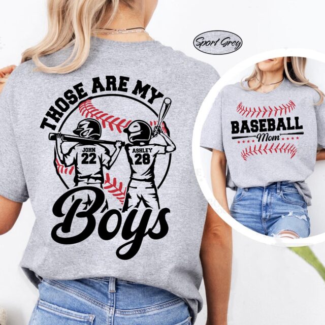 Custom Baseball Mom Shirt Personalized Team Tee with Name & Number