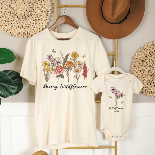 Personalized Raising a Wildflower Shirt Mama Mini Matching Tee