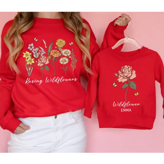Personalized Raising a Wildflower Shirt Mama Mini Matching Tee