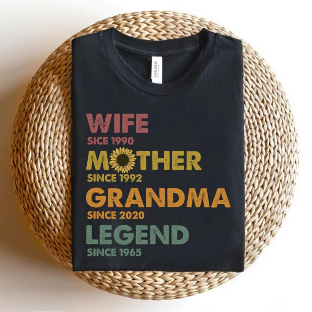 Mom Grandma Shirt Wife Mother Grandma Legend Custom Dates Tee