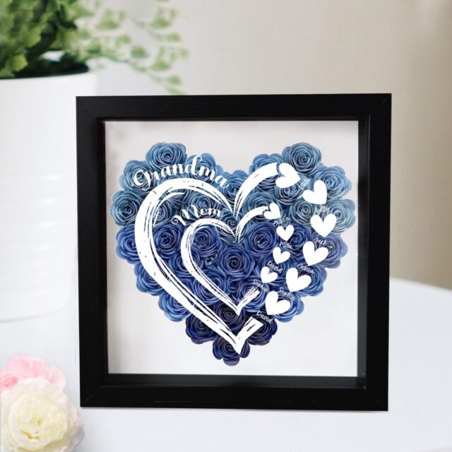 Personalized Mom Flower Shadow Box Custom Roses Gift for Grandma