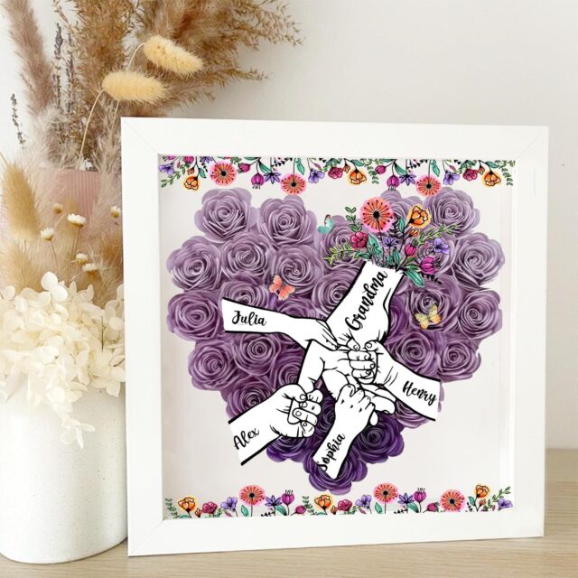 Custom Mom Flower Shadow Box Personalized Roses Gift for Mom & Grandma