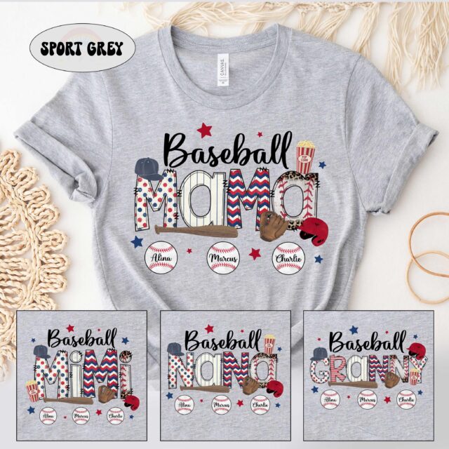 Personalized Baseball Mama Shirt – Custom Name Shirt for Mom & Nana