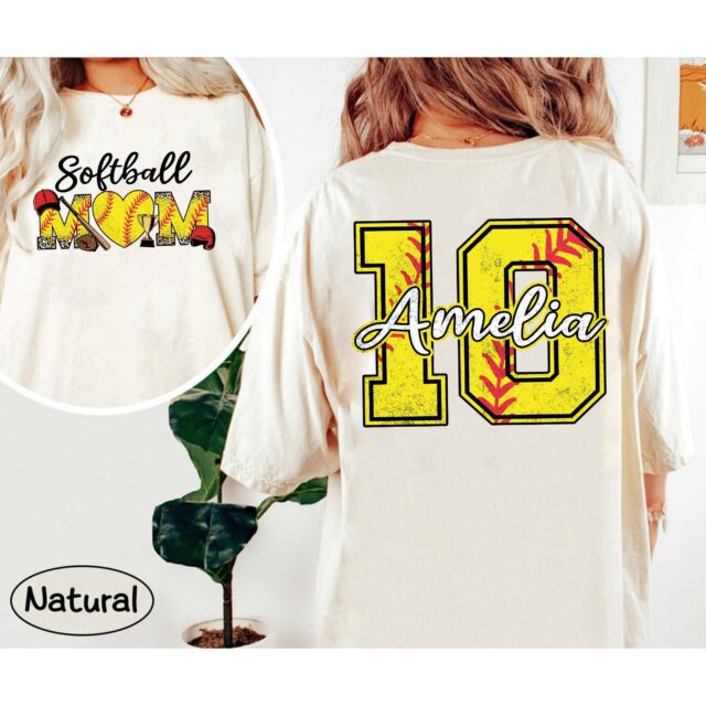 Custom Softball Mom Shirt – Name & Number Softball Tee for Game Day