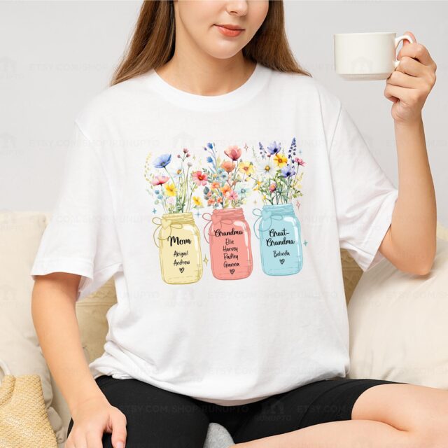 Custom Great Grandma Shirt – Personalized Tee with Grandchild Names for Mother’s Day