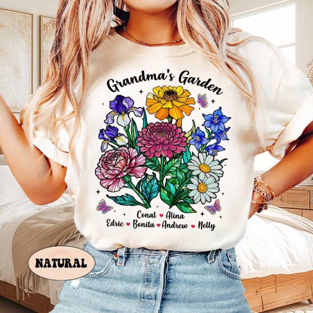 Custom Grandma’s Garden Shirt – Personalized Birth Month Flower Tee for Mother’s Day