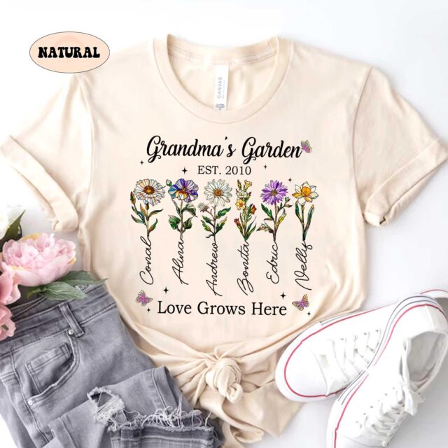 Personalized Grandma’s Garden Shirt – Custom Birth Month Flower Tee, Mother’s Day Gift
