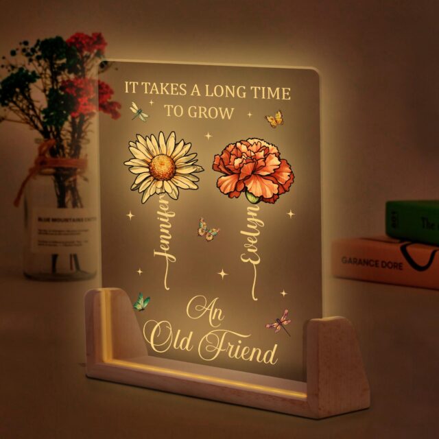 Custom Best Friend LED Light Birth Flower Night Lamp Gift