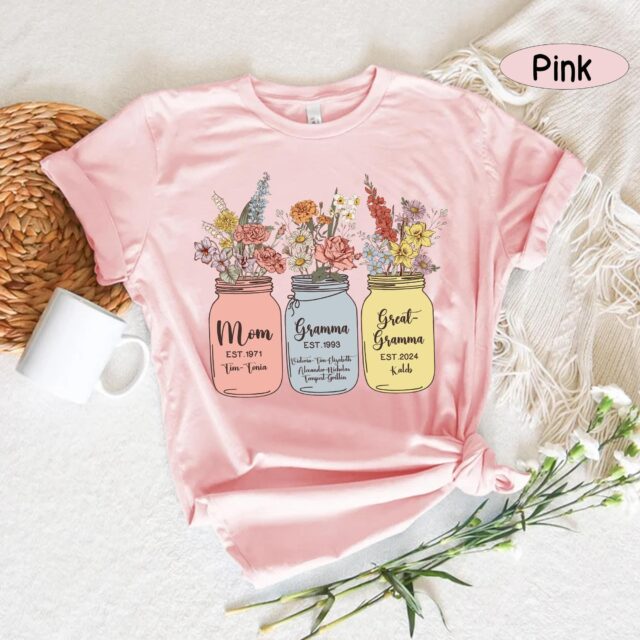Custom Birth Month Flowers Shirt – Personalized Great Grandma Shirt