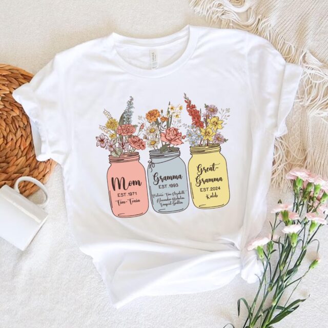 Custom Birth Month Flowers Shirt – Personalized Great Grandma Shirt
