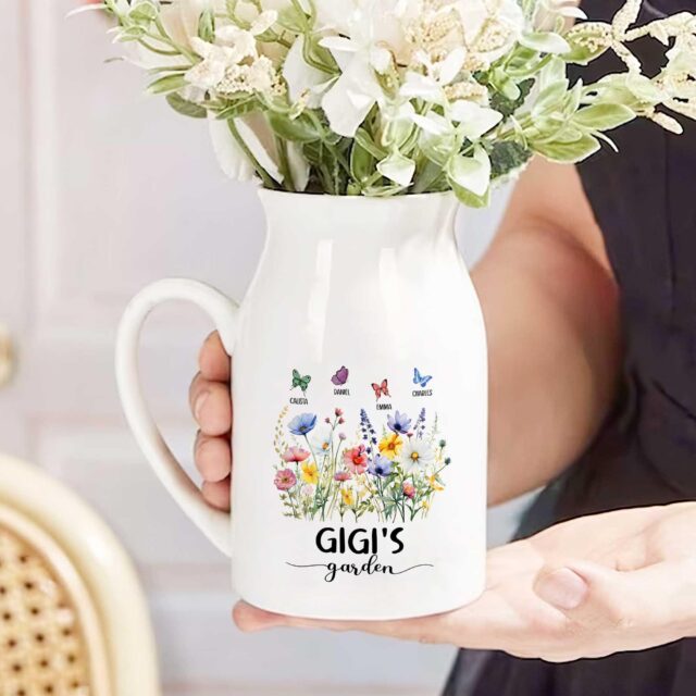 Personalized Grandma’s Garden Vase – Custom Grandkid Name Flower Gift