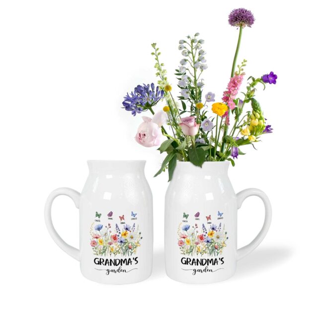 Personalized Grandma’s Garden Vase – Custom Grandkid Name Flower Gift
