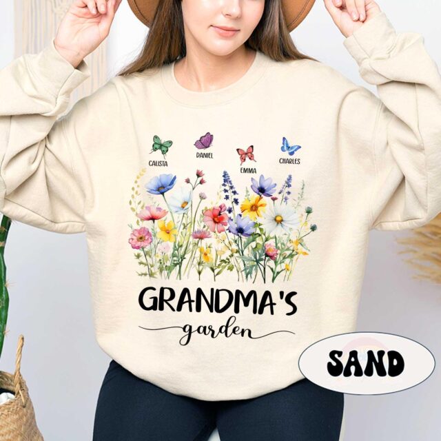 Personalized Grandma’s Garden Shirt – Custom Wildflower Tee with Grandkid Names