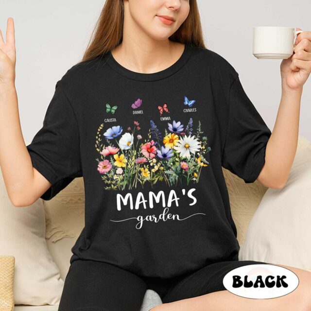 Personalized Grandma’s Garden Shirt – Custom Wildflower Tee with Grandkid Names