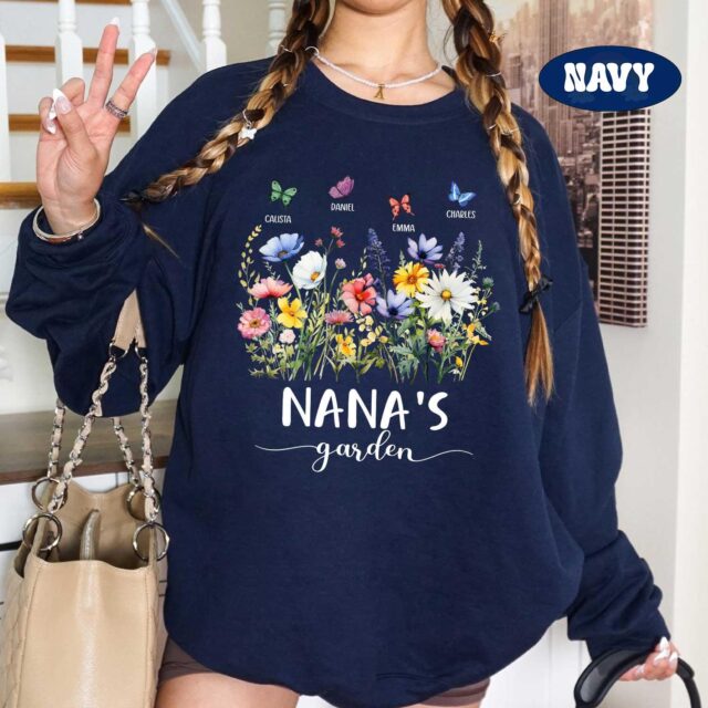 Personalized Grandma’s Garden Shirt – Custom Wildflower Tee with Grandkid Names