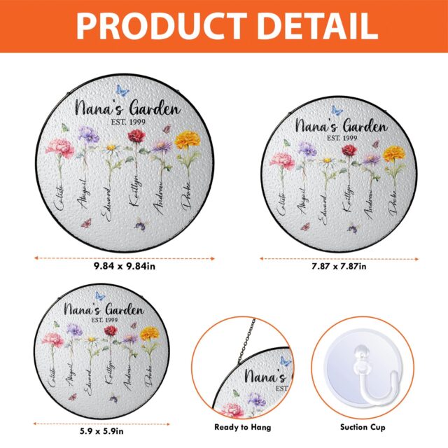 Personalized Birth Month Flowers Suncatcher – Custom Grandma’s Garden Gift