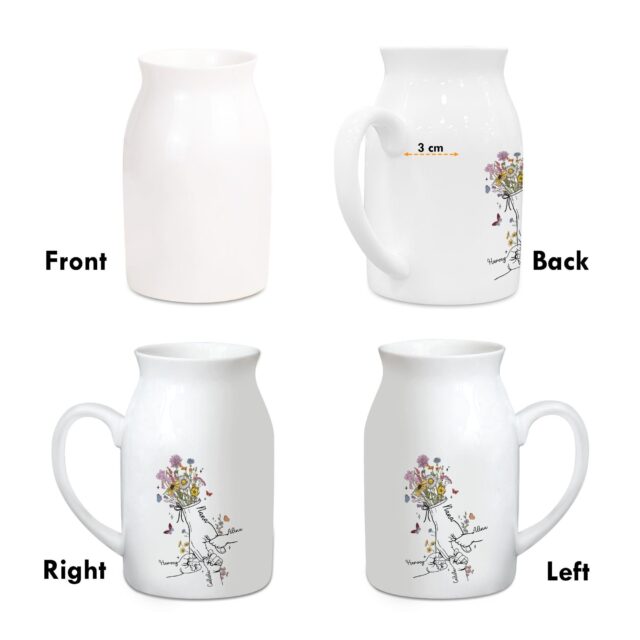 Personalized Nana Flower Kid Ceramic Vase – Custom Grandma & Mom Gift