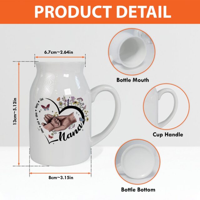 Personalized Gigi Flower Vase – Kid Hands Mom Grandma Vase, Mother’s Day Gift