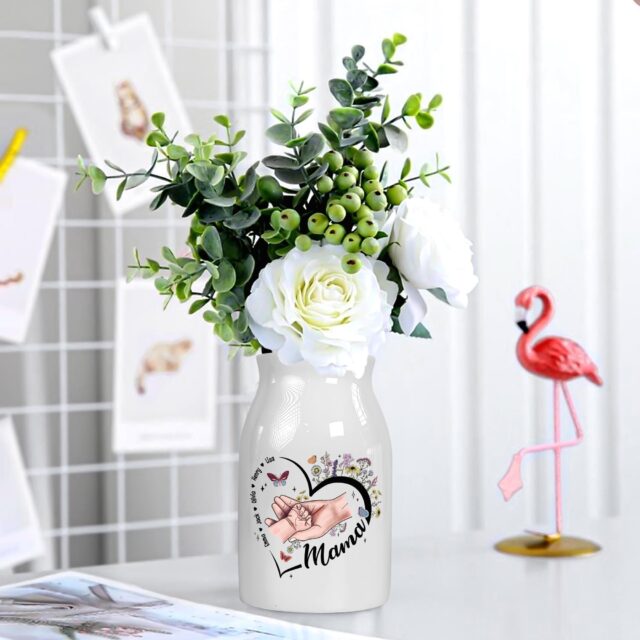 Personalized Gigi Flower Vase – Kid Hands Mom Grandma Vase, Mother’s Day Gift