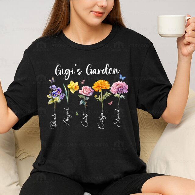 Custom Grandma’s Garden Shirt – Personalized Birth Month Flower Tee for Grandmother