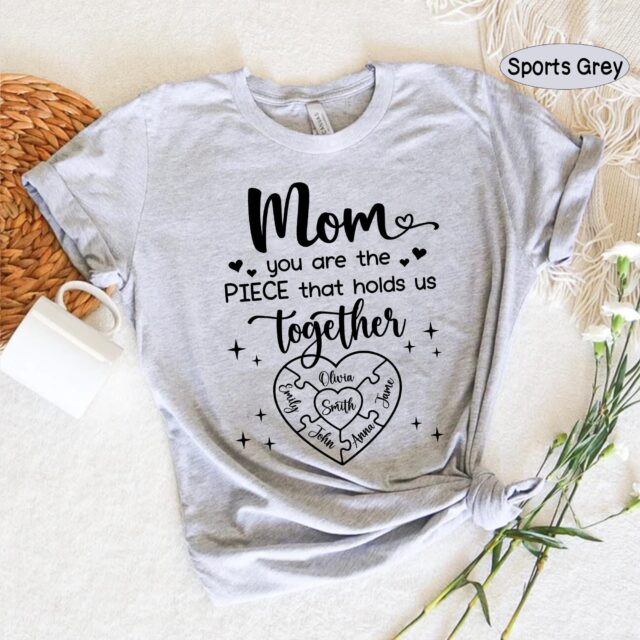 Personalized Mom Puzzle Shirt – Custom Kid Name Mother’s Day Gift