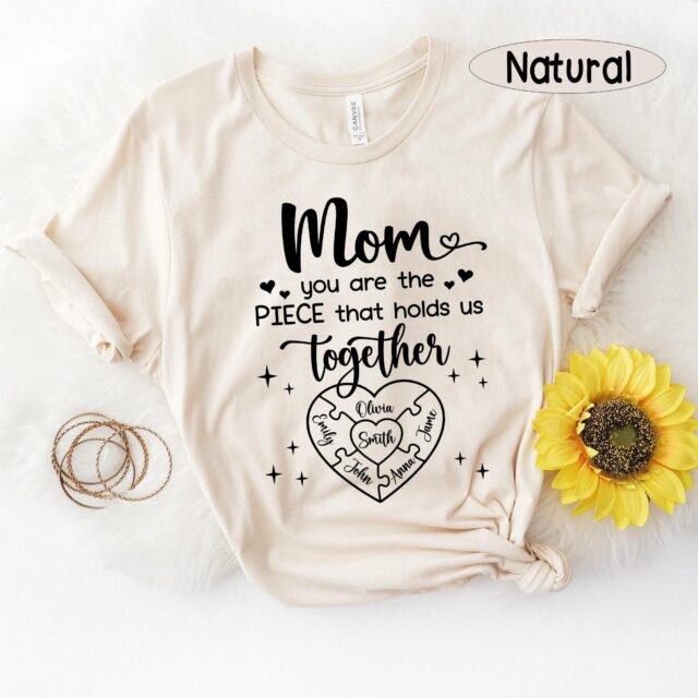 Personalized Mom Puzzle Shirt – Custom Kid Name Mother’s Day Gift