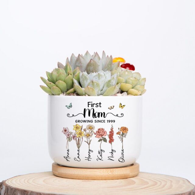 Custom Birth Month Flowers Grandma Plant Pot – First Mom Now Grandma Gift