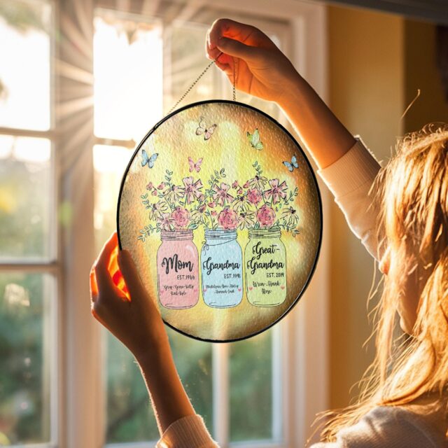 Custom Great Grandma Suncatcher – Personalized Grandma’s Garden Gift