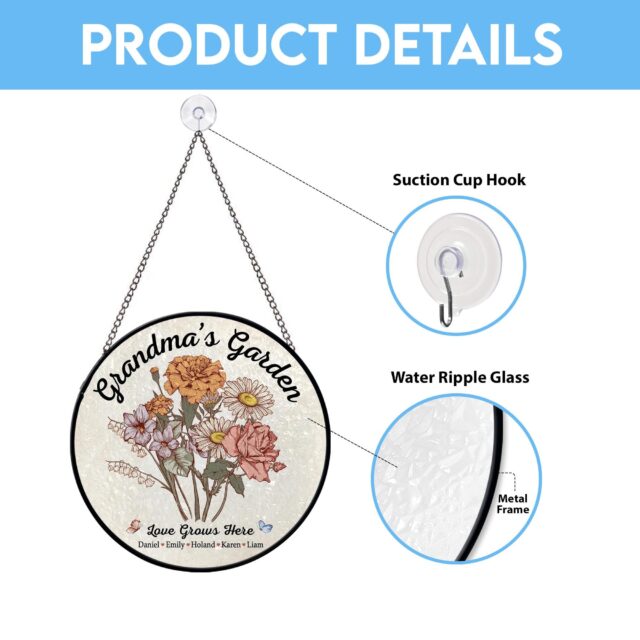 Personalized Grandma’s Garden Stained Glass – Custom Birth Month Flowers