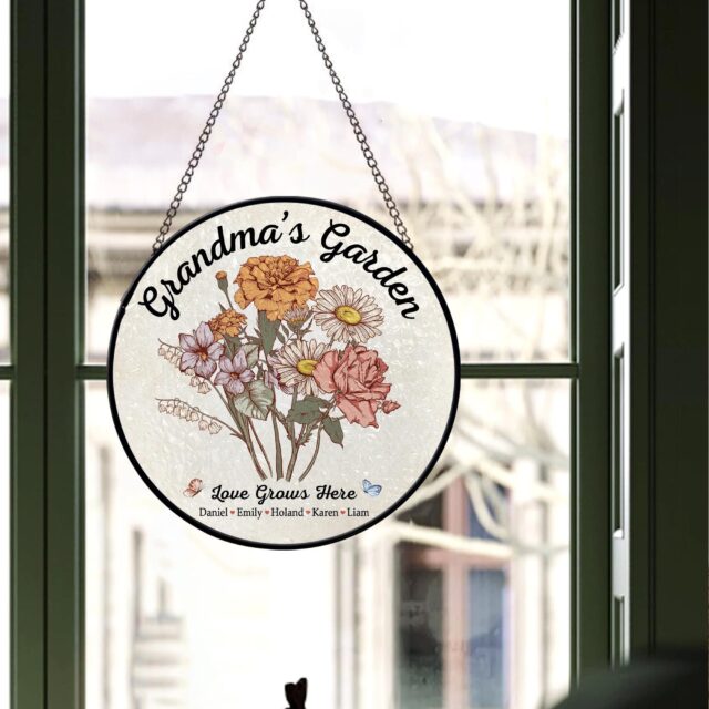 Personalized Grandma’s Garden Stained Glass – Custom Birth Month Flowers