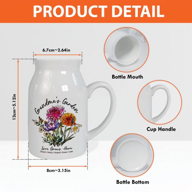 Custom Birth Month Flowers Vase – Personalized Grandma’s Garden Gift